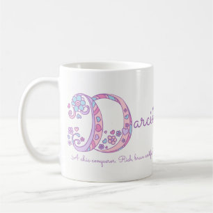 Darcie Name Bedeutung Herz Blumen D Monogramm Tass Kaffeetasse