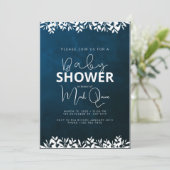 Darck Blue Minimalistisch Baby Dusche Einladung (Stehend Vorderseite)