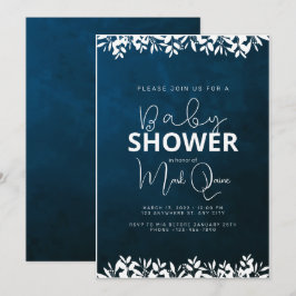 Darck Blue Minimalistisch Baby Dusche Einladung