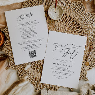 DARCY Classic Schwarz-weiß Es ist eine Girl Baby D Einladung