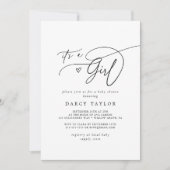 DARCY Classic Schwarz-weiß Es ist eine Girl Baby D Einladung (Vorderseite)