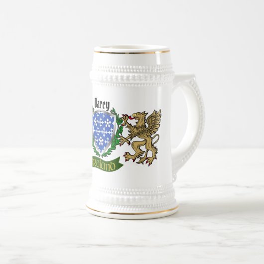 Darcy/Dorcy Irish Shield Personalisierter Bierstei Bierglas (VorderseiteRechts)