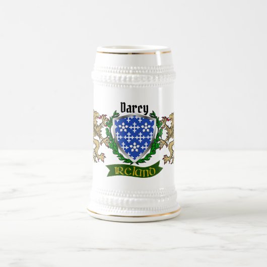 Darcy/Dorcy Irish Shield Personalisierter Bierstei Bierglas (Mittel)