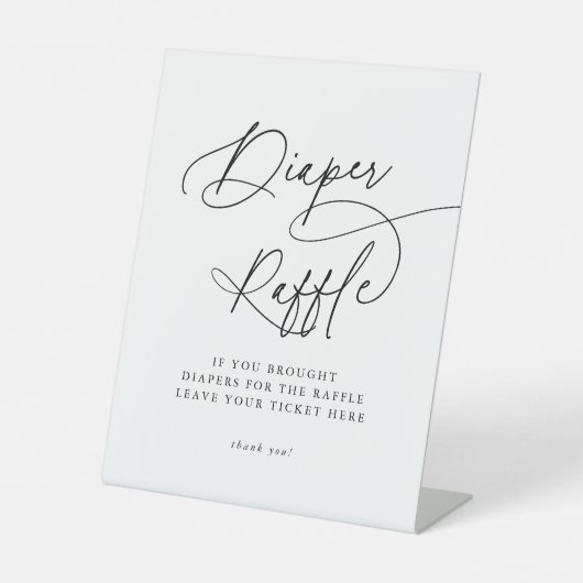 DARCY Einfache Schwarz-weiße Babydusche Windelwasc Sockelschild (Vorderseite)