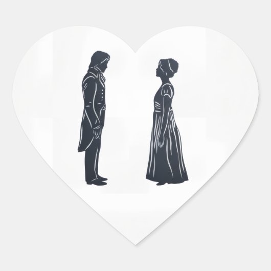 Darcy & Elizabeth silhouette Herz-Aufkleber (Vorderseite)