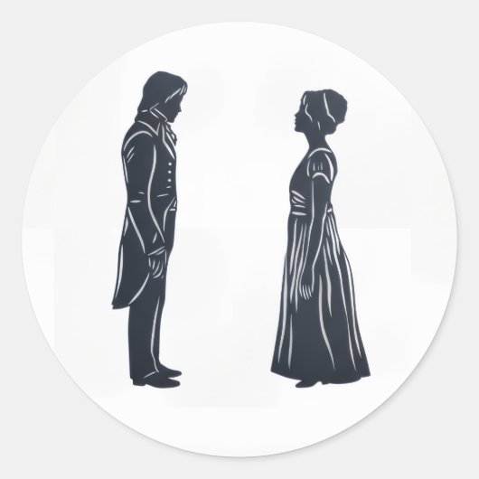 Darcy & Elizabeth Silhouette Runder Aufkleber (Vorderseite)