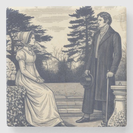 Darcy & Elizabeth Szene Steinuntersetzer (Vorderseite)