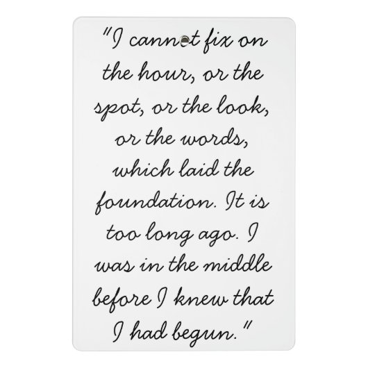 Darcy & Lizzy silhouette plus quote Mini Klemmbrett (Rückseite)