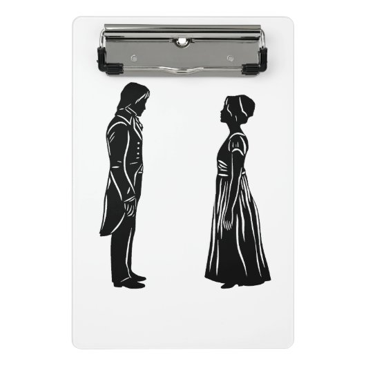 Darcy & Lizzy Silhouette plus Zitat Mini Klemmbrett (Vorderseite)