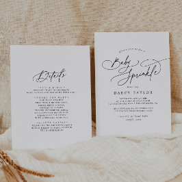 DARCY Minimalistisch Unique Schwarz-weiß Baby Spri Einladung