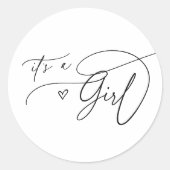 DARCY Modern Schwarz-weiß ist eine Girl Baby Dusch Runder Aufkleber (Vorderseite)