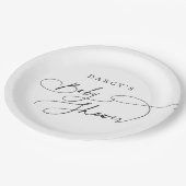 DARCY Moderne Minimalistische Schwarz-weiße Babydu Pappteller (Schrägansicht)