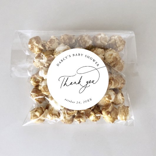 DARCY Moderne Schwarz-weiße Babydusche Vielen Dank Runder Aufkleber