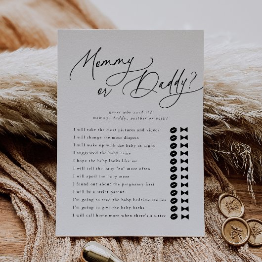 DARCY rät, wer Mommy Daddy Baby Showgame Card Einladung