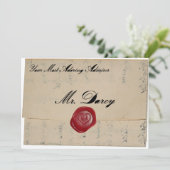 Darcy Regency Liebe Schreiben Einladung (Stehend Vorderseite)