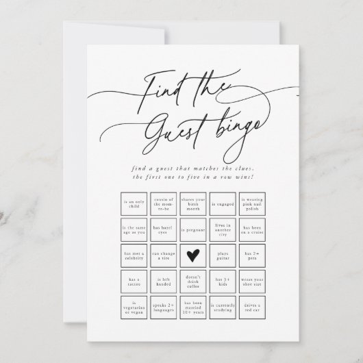 DARCY Schwarz-weiß Finden Sie die Bingo Game Card Einladung (Vorderseite)