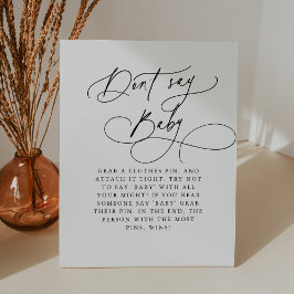 DARCY Schwarz-weiß Say Baby Game Baby Shower nicht Sockelschild