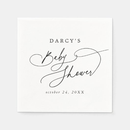 DARCY Simple Boho Schwarz-weiß Baby Dusche Napkins Serviette (Vorderseite)