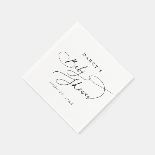 DARCY Simple Boho Schwarz-weiß Baby Dusche Napkins Serviette (Ecke)