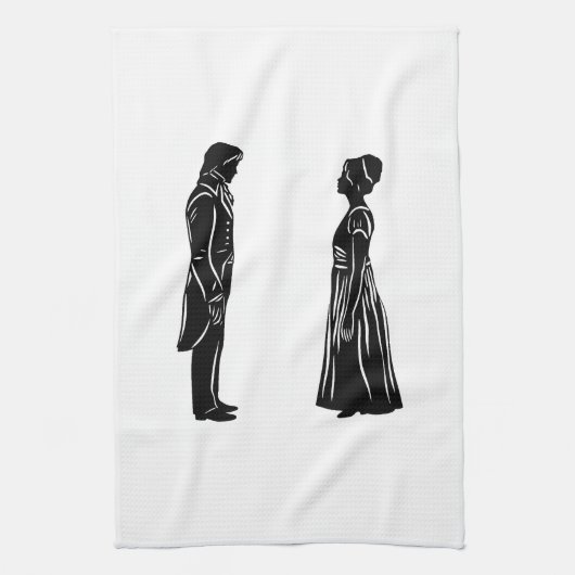 Darcy und Lizzy Silhouette Geschirrtuch (Vertikal)