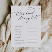 DARCY Wer Mommy Best Baby Shower Game Card kennt Einladung