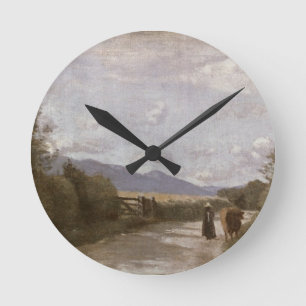 Dardagny, Morgen, c.1853 (Öl auf Leinwand) Runde Wanduhr