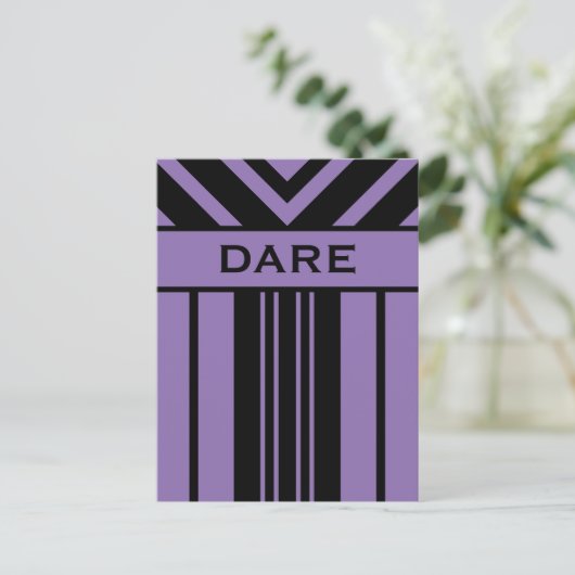 Dare Black and Lila Stripes & Chevrons Postkarte (Stehend Vorderseite)