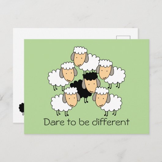Dare to be Different Black Sheep Postkarte (Vorne/Hinten)