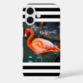 Dare to be Different Flamingo Schwarz-weiße Streif Case-Mate iPhone Hülle (Rückseite)