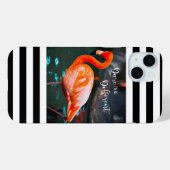 Dare to be Different Flamingo White Black Streifen Case-Mate iPhone Hülle (Rückseite (Horizontal))