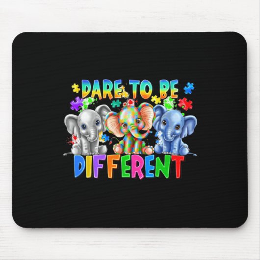 Dare to be Different Niedlich Elephant Autismus Aw Mousepad (Vorne)