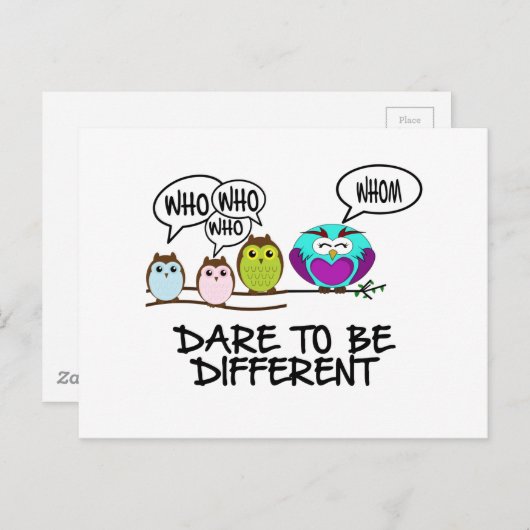 DARE TO BE DIFFERENT - OWLS POSTKARTE (Vorne/Hinten)
