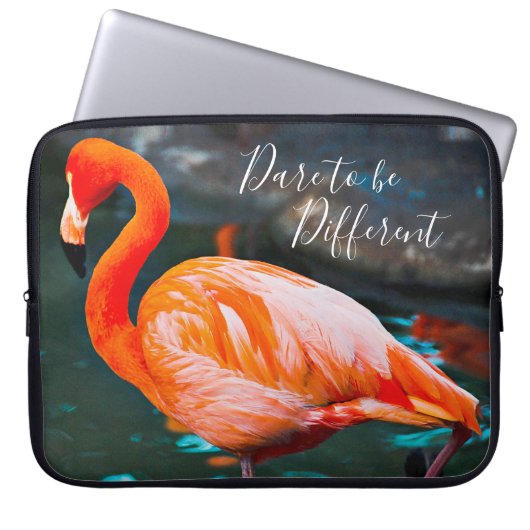 Dare to be Different Pink Flamingo Foto Moderne Laptopschutzhülle (Vorderseite)