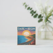 Dare To Begin Quadratische Visitenkarte (Stehend Vorderseite)