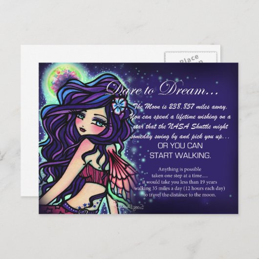 "Dare to Dream" Inspiration Fantasy Faidies Art Postkarte (Vorne/Hinten)