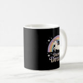 Dare to Dream Unicorn Rainbow Motivation Kaffeetasse (VorderseiteRechts)