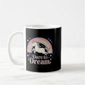 Dare to Dream Unicorn Rainbow Motivation Kaffeetasse (Links)