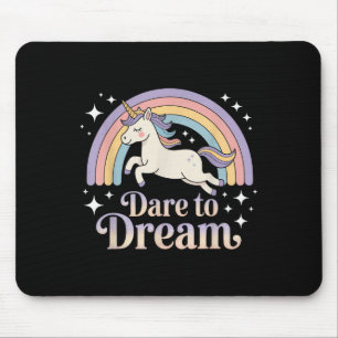 Dare to Dream Unicorn Rainbow Motivation Mousepad