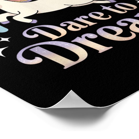 Dare to Dream Unicorn Rainbow Motivation Poster (Ecke)