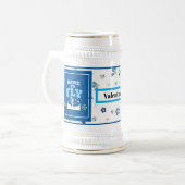 Dare to Fly Mug – Blue Floral Inspirational Patter Bierglas (Vorderseite Links)