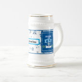 Dare to Fly Mug – Blue Floral Inspirational Patter Bierglas (VorderseiteRechts)