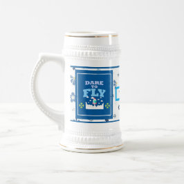 Dare to Fly Mug – Blue Floral Inspirational Patter Bierglas