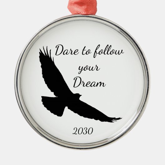 Dare to follow your Dream Hawk Silhouette Ornament Aus Metall (Vorne)