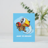 Daredevil Flying Tortoise mit Jet Pack-Cartoon Postkarte (Stehend Vorderseite)