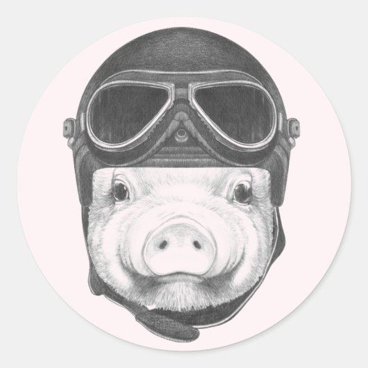Daredevil Pig Runder Aufkleber (Vorderseite)
