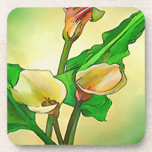 Dargestellt Calla Lilies gegen ein grünes Ombre Getränkeuntersetzer