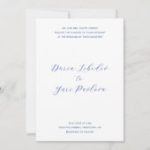 Daria Cobalt Blue Modern Wedding Einladung (Vorderseite)