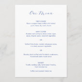 Daria Cobalt Blue Modern Wedding Menükarte (Vorderseite)