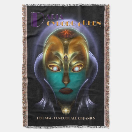 Daria Cyborg Queen Throw Blanket Decke (Vorderseite Vertikal)
