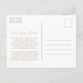 Daria Taupe Moderne Hochzeit retten das Datum Ankündigungspostkarte (Rückseite)